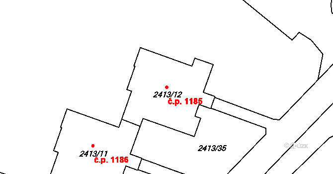 Doubravka 1185, Plzeň na parcele st. 2413/12 v KÚ Doubravka, Katastrální mapa