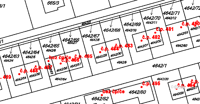 Syrovice 484 na parcele st. 4642/29 v KÚ Syrovice, Katastrální mapa