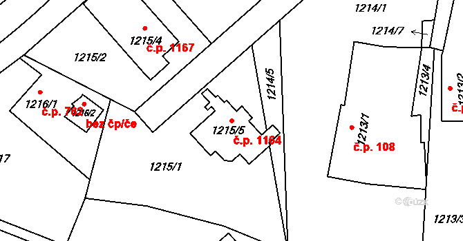 Polanka nad Odrou 1164, Ostrava na parcele st. 1215/5 v KÚ Polanka nad Odrou, Katastrální mapa