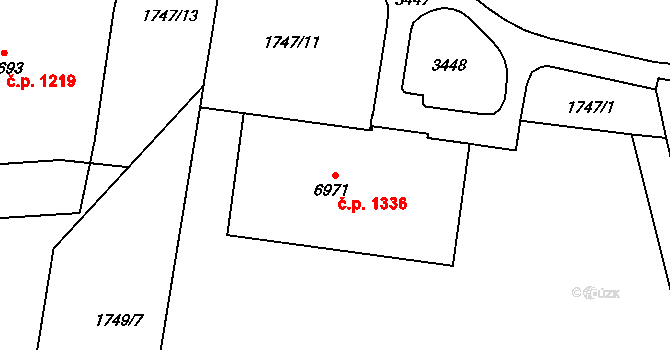 Cheb 1336 na parcele st. 6971 v KÚ Cheb, Katastrální mapa