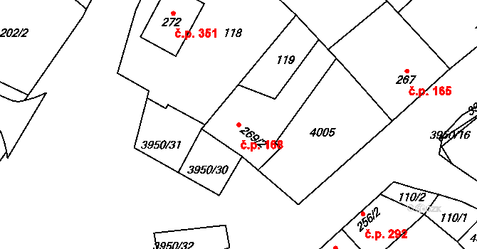 Švábenice 168 na parcele st. 269/2 v KÚ Švábenice, Katastrální mapa