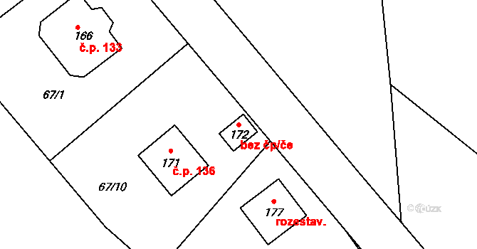 Krašovice 48654728 na parcele st. 172 v KÚ Krašovice u Plzně, Katastrální mapa