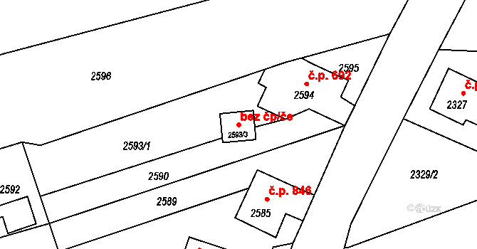 Šluknov 49985728 na parcele st. 2593/3 v KÚ Šluknov, Katastrální mapa