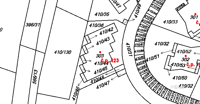 Loučná 123, Loučná pod Klínovcem na parcele st. 303 v KÚ Loučná pod Klínovcem, Katastrální mapa