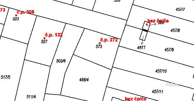 Lenešice 272 na parcele st. 573 v KÚ Lenešice, Katastrální mapa