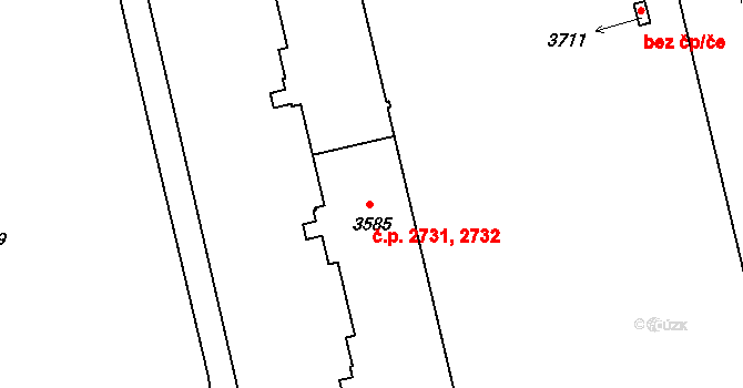 Žatec 2731,2732 na parcele st. 3585 v KÚ Žatec, Katastrální mapa