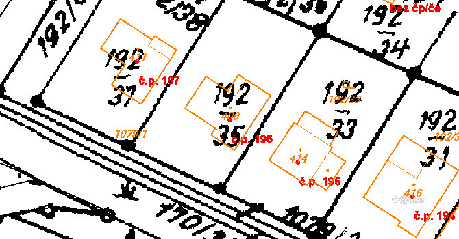 Vraclav 196 na parcele st. 406 v KÚ Vraclav, Katastrální mapa