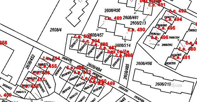 Staré Splavy 487, Doksy na parcele st. 2608/481 v KÚ Doksy u Máchova jezera, Katastrální mapa