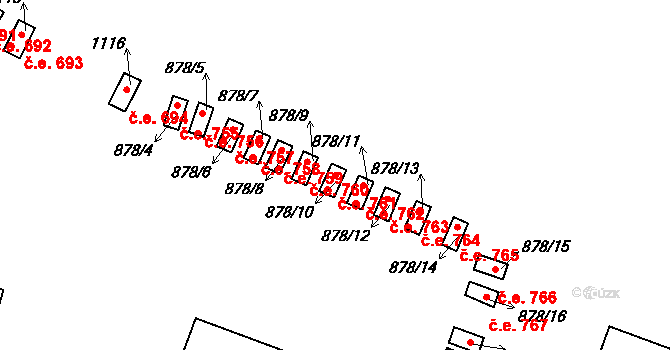 Štítary 761 na parcele st. 878/10 v KÚ Štítary na Moravě, Katastrální mapa