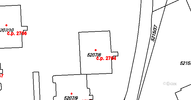Přerov I-Město 2764, Přerov na parcele st. 5207/8 v KÚ Přerov, Katastrální mapa