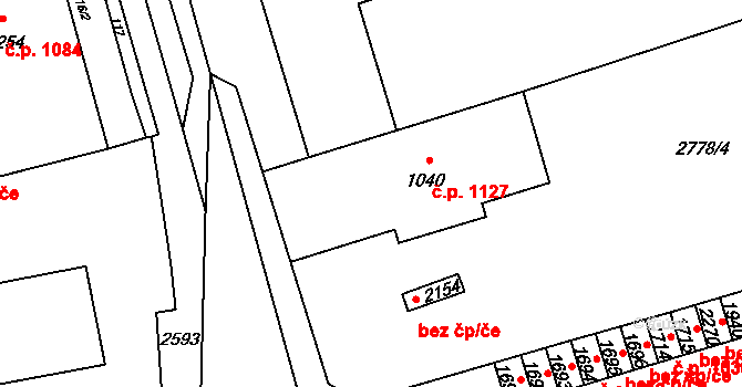 Lipník nad Bečvou I-Město 1127, Lipník nad Bečvou na parcele st. 1040 v KÚ Lipník nad Bečvou, Katastrální mapa