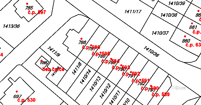 Brtnice 594 na parcele st. 788 v KÚ Brtnice, Katastrální mapa