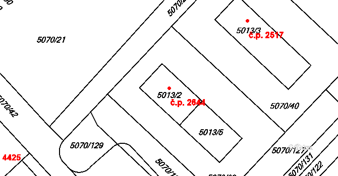 Jihlava 2644 na parcele st. 5013/2 v KÚ Jihlava, Katastrální mapa