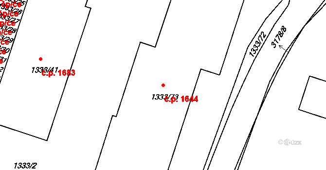 Čelákovice 1644 na parcele st. 1333/73 v KÚ Čelákovice, Katastrální mapa
