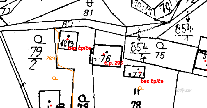 Volduchy 293 na parcele st. 76 v KÚ Volduchy, Katastrální mapa