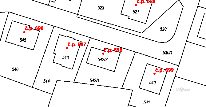 Horní Těrlicko 698, Těrlicko na parcele st. 542/2 v KÚ Horní Těrlicko, Katastrální mapa