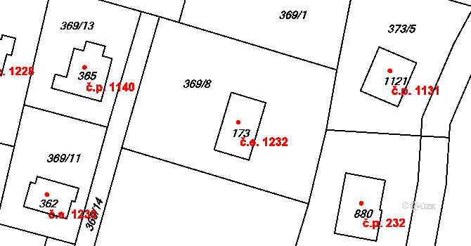 Ládví 1232, Kamenice na parcele st. 173 v KÚ Ládví, Katastrální mapa