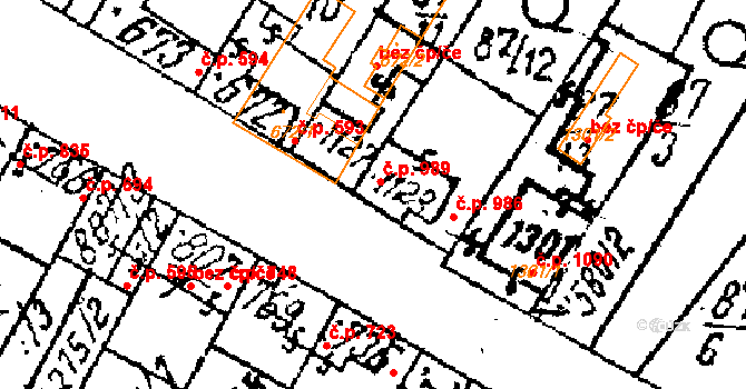 Lanžhot 989 na parcele st. 1127 v KÚ Lanžhot, Katastrální mapa