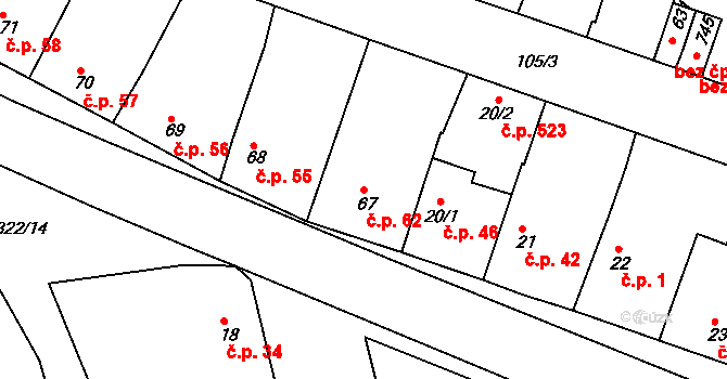 Litol 62, Lysá nad Labem na parcele st. 67 v KÚ Litol, Katastrální mapa