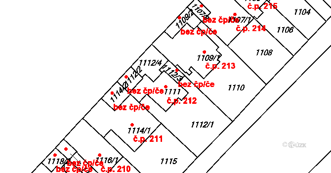 Proboštov 212 na parcele st. 1111 v KÚ Proboštov u Teplic, Katastrální mapa