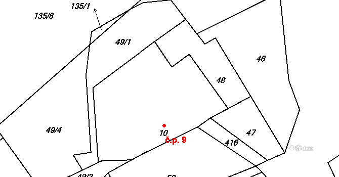 Miletín 9, Želiv na parcele st. 10 v KÚ Miletín u Humpolce, Katastrální mapa