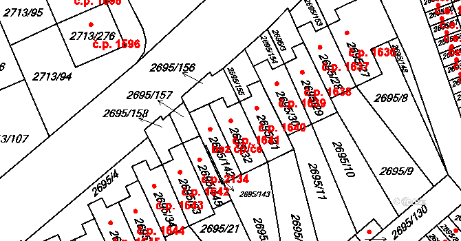 Pelhřimov 1641 na parcele st. 2695/32 v KÚ Pelhřimov, Katastrální mapa