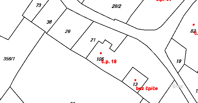 Spůle 18, Janovice nad Úhlavou na parcele st. 105 v KÚ Spůle, Katastrální mapa