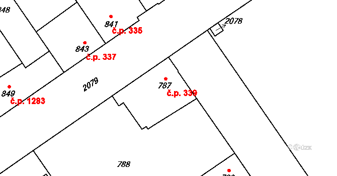 Uhříněves 339, Praha na parcele st. 787 v KÚ Uhříněves, Katastrální mapa