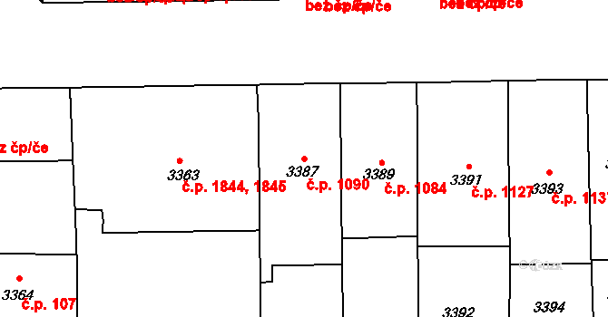 Smíchov 1090, Praha na parcele st. 3387 v KÚ Smíchov, Katastrální mapa