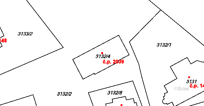 Dejvice 2039, Praha na parcele st. 3132/4 v KÚ Dejvice, Katastrální mapa