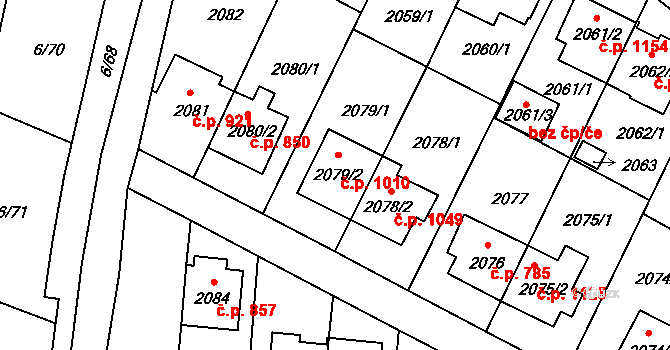 Suchdol 1010, Praha na parcele st. 2079/2 v KÚ Suchdol, Katastrální mapa