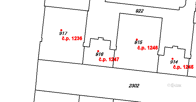 Holešovice 1247, Praha na parcele st. 916 v KÚ Holešovice, Katastrální mapa