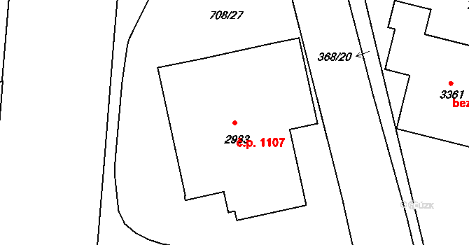 Sezimovo Ústí 1107 na parcele st. 2933 v KÚ Sezimovo Ústí, Katastrální mapa