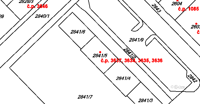Chomutov 3634,3635,3636,3637 na parcele st. 2841/3 v KÚ Chomutov I, Katastrální mapa