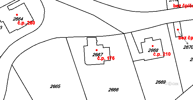 Liberec V-Kristiánov 176, Liberec na parcele st. 2667 v KÚ Liberec, Katastrální mapa