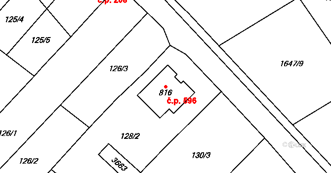 Březolupy 596 na parcele st. 816 v KÚ Březolupy, Katastrální mapa