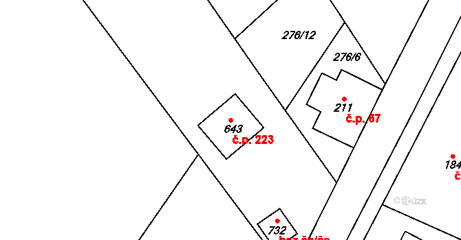 Mašov 223, Turnov na parcele st. 643 v KÚ Mašov u Turnova, Katastrální mapa