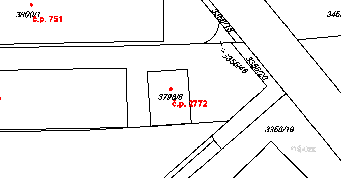Kročehlavy 2772, Kladno na parcele st. 3798/8 v KÚ Kročehlavy, Katastrální mapa