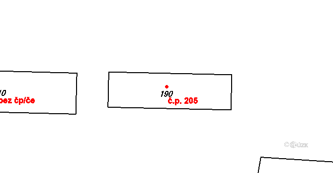Stará Rudná 205, Rudná pod Pradědem na parcele st. 190 v KÚ Stará Rudná, Katastrální mapa