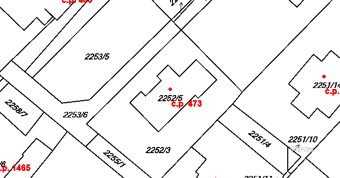 Hranice 473, Karviná na parcele st. 2252/5 v KÚ Karviná-město, Katastrální mapa