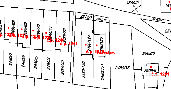 Valašské Meziříčí 1519 na parcele st. 2480/124 v KÚ Valašské Meziříčí-město, Katastrální mapa