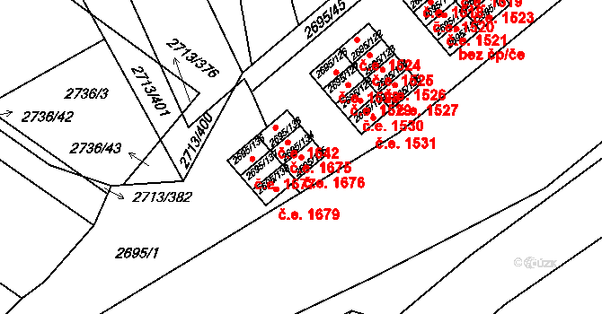 Pelhřimov 1676 na parcele st. 2695/135 v KÚ Pelhřimov, Katastrální mapa