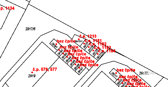 Děčín VI-Letná 1181, Děčín na parcele st. 2917/7 v KÚ Podmokly, Katastrální mapa