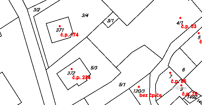 Velký Beranov 38682729 na parcele st. 5/3 v KÚ Velký Beranov, Katastrální mapa