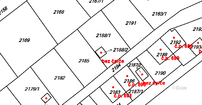 Štramberk 38954729 na parcele st. 2188/2 v KÚ Štramberk, Katastrální mapa