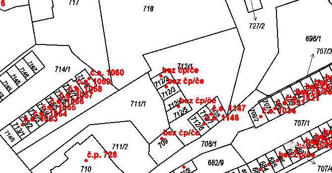 Děčín 40683729 na parcele st. 712/3 v KÚ Děčín, Katastrální mapa