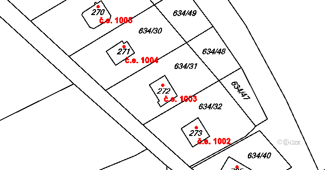Ruprechtov 1003 na parcele st. 272 v KÚ Ruprechtov, Katastrální mapa