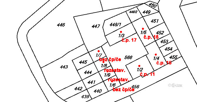 Nové Hrady 42245729 na parcele st. 1/7 v KÚ Obora u Vyšného, Katastrální mapa