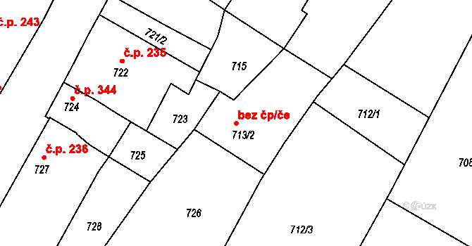 Hostomice 43391729 na parcele st. 713/2 v KÚ Hostomice pod Brdy, Katastrální mapa