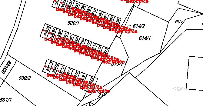 Jablonec nad Nisou 44218729 na parcele st. 500/15 v KÚ Rýnovice, Katastrální mapa
